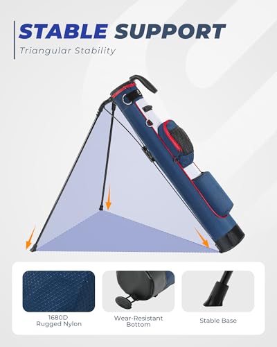 Golf Lightweight Stand Bag, Portable Golf Carry Bag with Insulated Cooler Pocket, Easy to Carry and Ideal for Driving Range, Pitch n Putt, Par 3, Executive Courses - color: Blue and Red