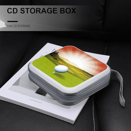 Golf Sport CD Case 40 Capacity DVD Case with Zipper Disc Storage Organizer Portable CD Holder Storage Hard Plastic DVD Wallet Holder Organizer for Home Car Travel