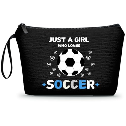 Soccer Cosmetic Makeup Bag, Soccer Gifts for Girls, Travel Organizer, Multifunctional Cosmetic Bag, Black - color: soccer-H