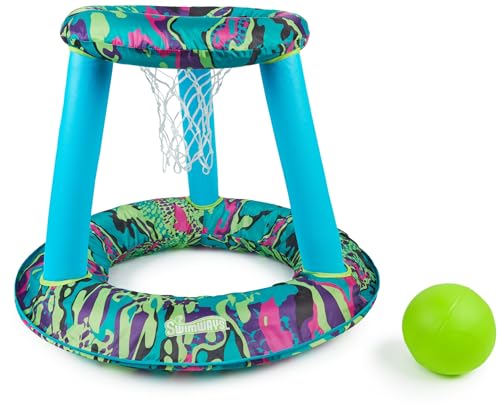 SwimWays Hydro Spring Hoops Inflatable Basketball Hoop, Waterproof Basketball Set with Hoop and Ball, Outdoor Games, Water Toys for Ages 5 and Up - color: Spring Hoops