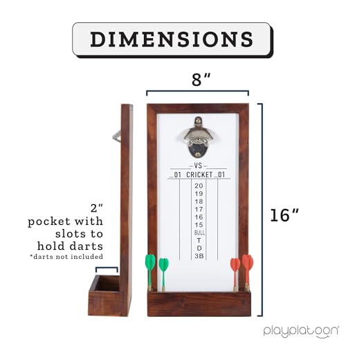 Play Platoon Dart Scoreboard & Darts Holder Wall Mount - Wood Score Board, Professional Darts Accessories, Dart Holder - size: 8 x 16 inch, style: Whiteboard