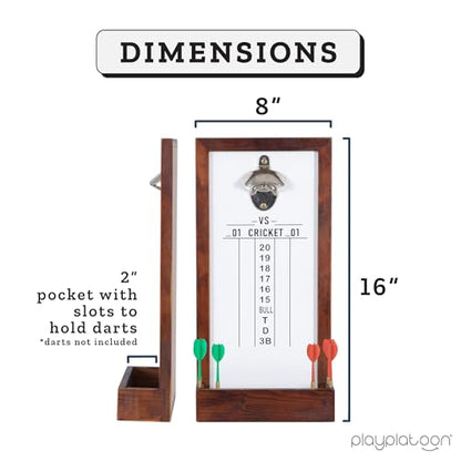 Play Platoon Dart Scoreboard & Darts Holder Wall Mount - Wood Score Board, Professional Darts Accessories, Dart Holder - size: 8 x 16 inch, style: Whiteboard