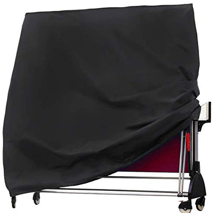 J&C Table Tennis Cover 420D Ping Pong Table Cover Black Full UV Protected Table Tennis Cover Outdoor Waterproof Heavy Duty Ping Pong Table Outdoor Waterproof - color: black