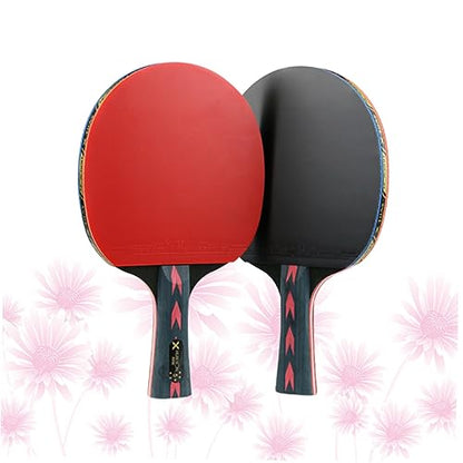 WOONEKY 2pcs Professional Pong Racket Star Carbon Fiber Table Tennis Paddle Double Pimples-Junior Players