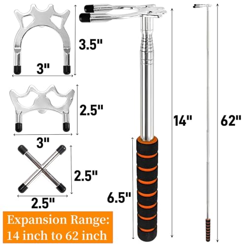 Pumtus Retractable Pool Cue Bridge, Billiards Cue Rest with 3 Pieces Removable Alloy Bridge Head, Snooker Pool Cue Bridge Stick, Billiards Table Accessories for Pool Table, Game, Competition