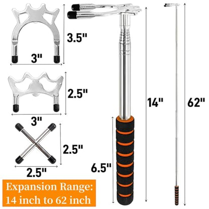 Pumtus Retractable Pool Cue Bridge, Billiards Cue Rest with 3 Pieces Removable Alloy Bridge Head, Snooker Pool Cue Bridge Stick, Billiards Table Accessories for Pool Table, Game, Competition