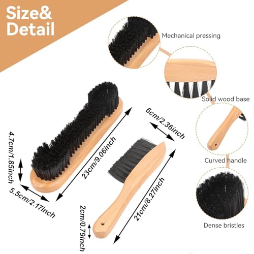 2 Pieces Pool Table Brush Billiard Brush Rail Brush Felt Cleaner Cleaning Tools Wooden Handles Ergonomic Grip Portable Maintenance Suitable for Bar