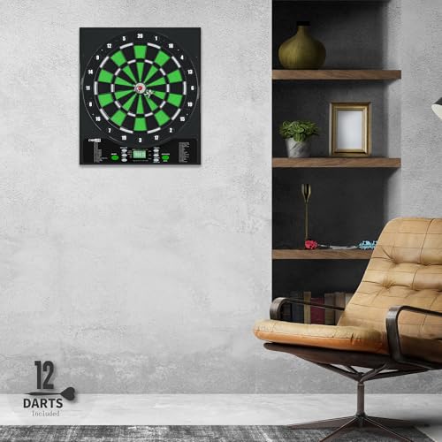 CyeeLife Electronic Dart Board,Soft Tip Dartboard Set,Digital Electric Dart Boards with LED,12 Darts 24 Flights 50 Tips 2 Flight Protectors Power Adapter - color: Electronic DartBoard + Dart Set + Throw Line