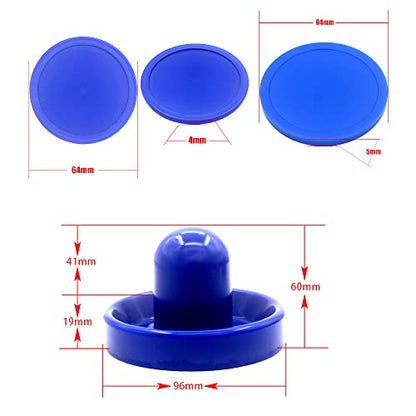 Air Hockey Pucks and Paddles,Air Hockey Pushers, Handles Paddles Replacement Accessories (4 Striker 96mm with Pads, 8 Pucks 64mm Thick and Thin)