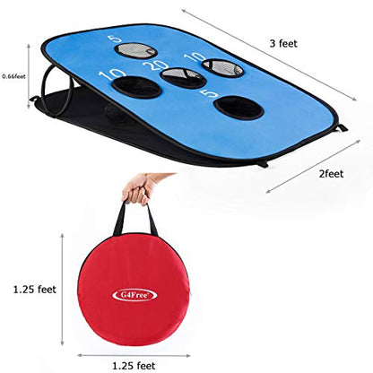 G4Free Portable Collapsible 5 Holes Cornhole Game Set with 8 Bean Bags Carrying Case Toss Game Size 3ft x 2ft for Camping Travel