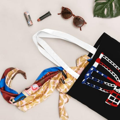 NIENIE Usa Flag Disc Golf Tote Bag for Women Shopping Bags Reusable Large Capacity Casual Shoulder Handbags DIY Gift Bags Cute Canvas Tote Bag