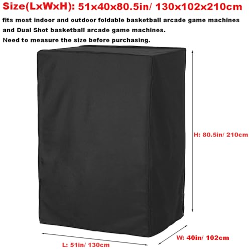 Arcade Basketball Game Cover Waterproof Home Dual Shot Electronic Basketball Arcade Hoop Game Covers for Indoor Outdoor 51x40x80.5in Black