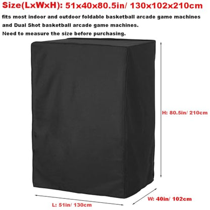 Arcade Basketball Game Cover Waterproof Home Dual Shot Electronic Basketball Arcade Hoop Game Covers for Indoor Outdoor 51x40x80.5in Black