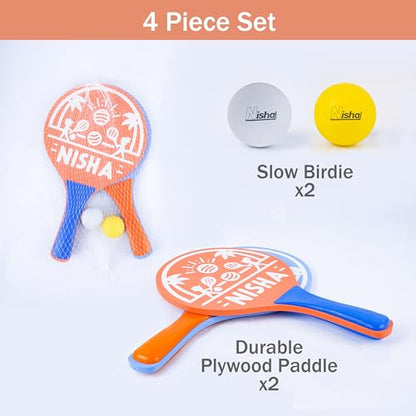 Nisha Lite Paddle Ball Set - Complete Set with 2 Balls and 2 Rackets | Interactive Indoor, Outdoor and Beach Game