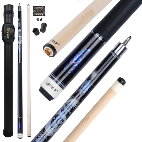 CUEELF Pool Cue Stick for Adults Professional Low Deflection Shaft Billiard Stick 12.5mm Tip Canadian Maple Pool Cue Stick with Titanium Alloy Joint - color: SCO-X-BLUE-SET, size: 21 oz
