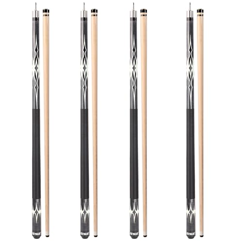 GSE Games & Sports Expert 58" 2-Piece Canadian Maple Hardwood Billiard Pool Cue Sticks for Men/Women, House or Commercial/Bar Use (Several Colors, Weight 18oz, 19oz, 20oz, 21oz Available) - color: Grey, style: set of 4
