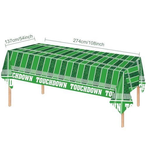 2 Pack Football Table Cloths Soccer ball Table Covers Foot Ball Field Plastic Tablecloths Rugby Plastic Table Covers Sports Table Cloths BBQ Picnic Party Table Cloth Green Table Cover 54 x 108 In - color: Football