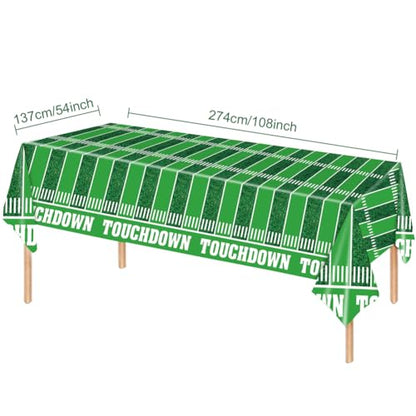2 Pack Football Table Cloths Soccer ball Table Covers Foot Ball Field Plastic Tablecloths Rugby Plastic Table Covers Sports Table Cloths BBQ Picnic Party Table Cloth Green Table Cover 54 x 108 In - color: Football