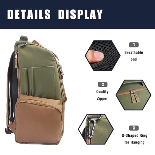 Disc Golf Bag, Durable Disc Golf Backpack Holds 22+ Discs, Large Capacity with Multiple Storage Pockets - color: Coffee