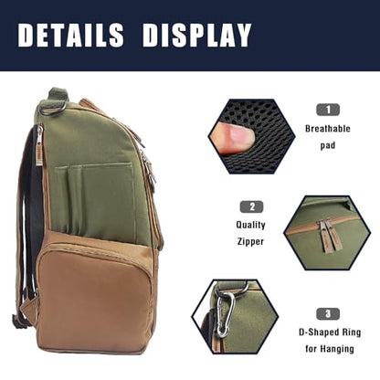 Disc Golf Bag, Durable Disc Golf Backpack Holds 22+ Discs, Large Capacity with Multiple Storage Pockets - color: Coffee