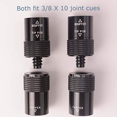 Aluminum 4-in-1 Billiard Pool Cue Tip Accessory Tool Repair Kit (Scuffer, Aerator, Tapper, Joint Protector) - style: 3/8 X 10