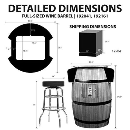 Creative Arcades Full-Size Commercial Grade Wine Barrel Style Pub Arcade Machine | Standard/Medium/Large | Classic Games | 2 Sanwa Joysticks | 2 Stools (Large, 60 Game, 19" Screen, Woodgrain) - color: Woodgrain, size: Large, 60 Game, 19" Screen