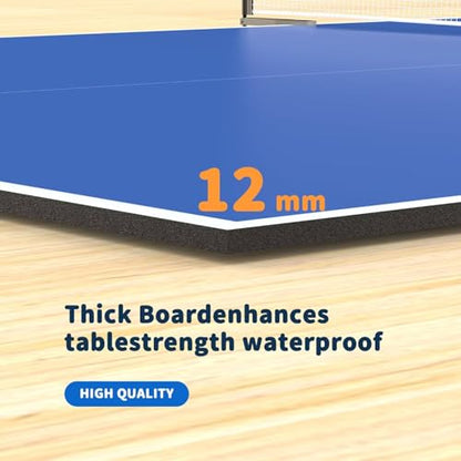 Ping Pong Table Topper for Pool Table,Foldable 8x4 FT Ping Pong Conversion Top with Net Set for Billiard Table w/Net & Foam Padding, Easy Conversion - color: Blue