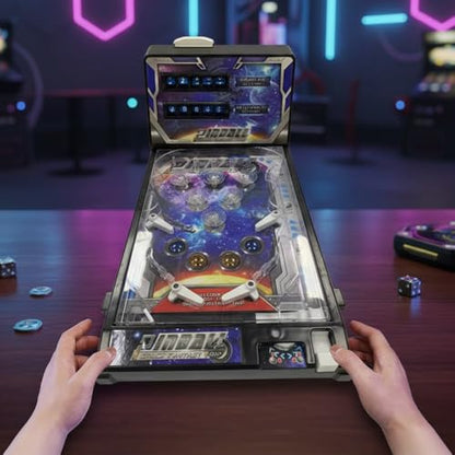 Pinball Desktop Machine Electronic Tabletop Pinball Game with Lights Sounds and Scoreboard Retro Pinballs Toy for Children and Familiy