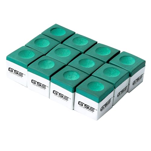 GSE Games & Sports Expert 12-Pack of Billiard/Pool Cue Chalks, Billiard Pool Table Accessories for Home/Tournament Use (6 Colors Available) - color: Green