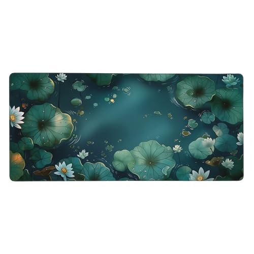 Large Extended Gaming Mouse Pad with Stitched Edges, (35.4X15.7In) Durable Non-Slip Natural Rubber Base, Waterproof Computer Keyboard Pad Mat for Esports Pros/Gamer/Desktop/Office/Home (B) - color: B