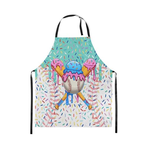 Manfei Baseball Ice Cream Kids Kitchen Apron - color: Lake Blue