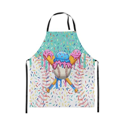 Manfei Baseball Ice Cream Kids Kitchen Apron - color: Lake Blue