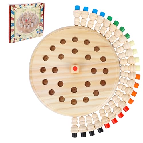 Gothink Wooden Memory Chess Matching Game, 7.5 Inch Wooden Memory Match Stick Chess Board Game, Educational Games for Kids, Montessori Preschool Toy for Toddler Birthday Gift - style: Memory Chess Match Game