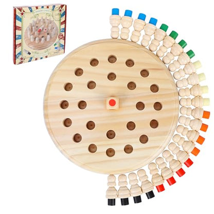 Gothink Wooden Memory Chess Matching Game, 7.5 Inch Wooden Memory Match Stick Chess Board Game, Educational Games for Kids, Montessori Preschool Toy for Toddler Birthday Gift - style: Memory Chess Match Game