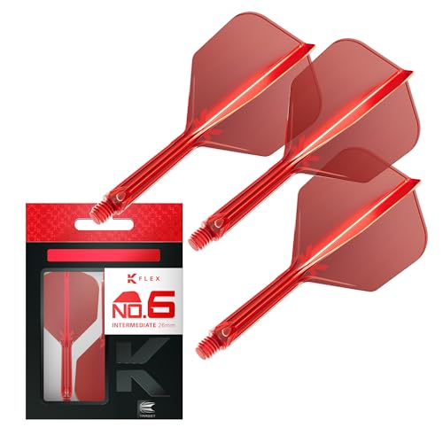 Target Darts K Flex Integrated Dart Flight and Shaft, No.6 | 3-Pack K-Flex - No. 6, Kflex Precision-Molded 2-in-1 Dart Flights and Dart Shaft | Professional Dart Accessories - color: Red, size: Intermediate (26mm)