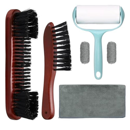 PATIKIL Pool Table Cleaning Brush, Billiard Felt Cleaner Accessory Wooden Pool Brush, Cleaning Cloth, Sticky Lint Roller - color: Wine Red
