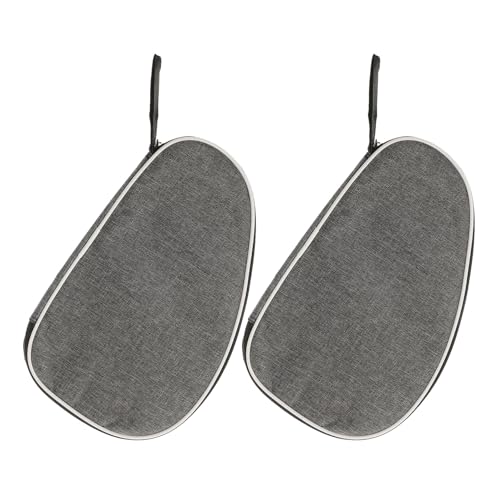 Luxshiny 2pcs Table Tennis Paddle Bag Gray Shell Carrying Case with Ball Holder Portable Storage for Outdoor Training and Travel