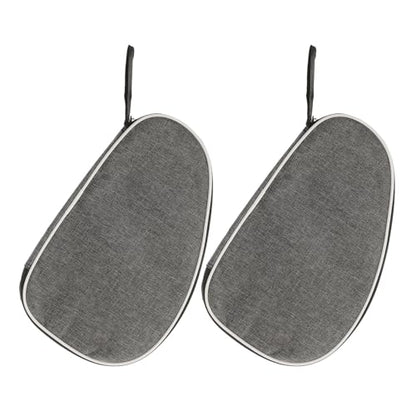Luxshiny 2pcs Table Tennis Paddle Bag Gray Shell Carrying Case with Ball Holder Portable Storage for Outdoor Training and Travel