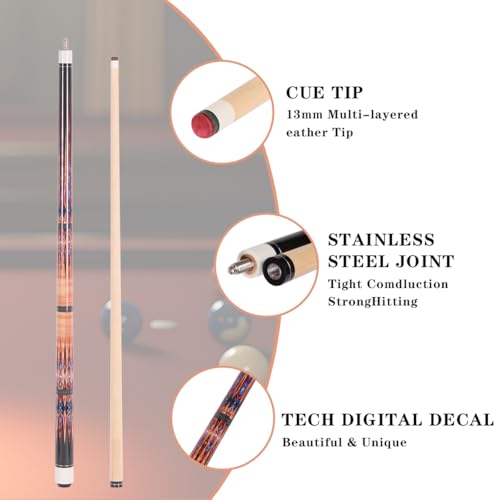 58 inch Canadian Maple Billiard Pool Cue Stick, 13mm 1/2 Maple Billiard Pool Stick, House Bar Pool Table Sticks for Men(Numerous Styles to Choose from) - color: P01