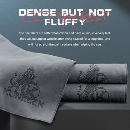 KONLLEN Billiards Billiard cue Towel - 100% Cotton Black 8-Ball Pool Cue Clean Towel Maintenance Accessories Cleaning Set Shaft Wax + Cleaning Powder + - color: Gray