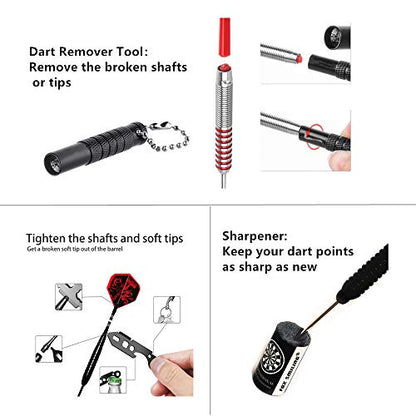 Dart Tool Kit, 145PCS, with Steel Rubber O Ring, Stone Sharpener Dart Repair Accessories Set Flight Protector and Weight Add A Grams,Small Packaging Easy Carrying