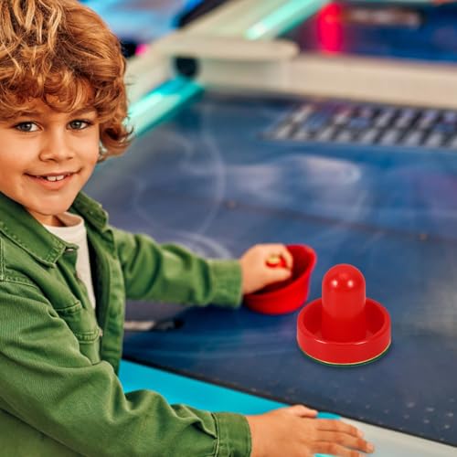 POPETPOP 1 Set Air Hockey Pushers and Pucks, Air Hockey Goal Handles Pushers, Goal Handles Paddles Replacement Accessories for Game Tables (2 Strikers, 4 Pucks)