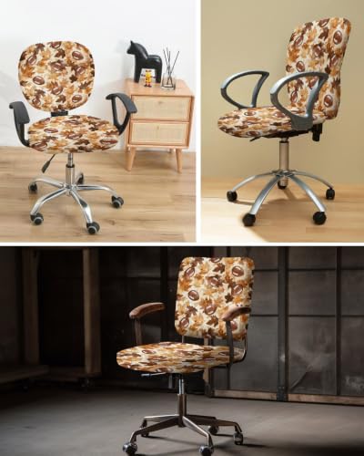 Savannan Office Chair Cover, Thanksgiving Autumn Maple Leaf Protective Stretch Elastic Universal Cover for Desk Task Chair,Computer Rotating Chair 1 Pcs Watercolor Rugby