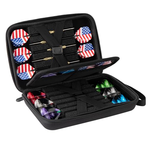 Iesooy Dart Case for 12 Darts, Carrying Storage Holder for Dart Tips/Shafts/Flights (Black) - color: Black