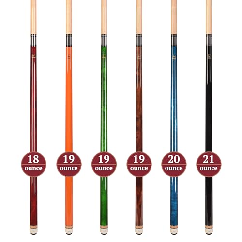 ASKA Set of Wrapless 2-Piece Billiard Pool Cue Sticks L3, 58" Hard Rock Canadian Maple, 13mm Hard Leather Tip, Mixed Weights and Colors - style: Set of 6 Sticks, with Orange