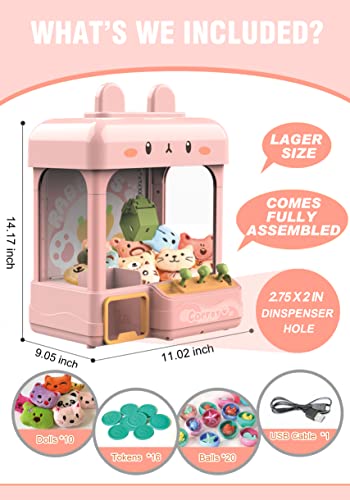 cxjoigxi Large Claw Machine for Kids Adults with Prizes, Adjustable Sound & Light, Mini Vending Machine, Electronic Arcade Crane Game, Candy Dispenser Toy for Girls Birthday Gifts - Bunny