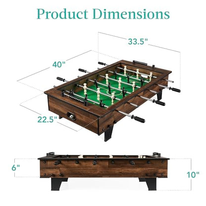 Best Choice Products 40in Tabletop Foosball Table, Compact Mini Arcade Table Hand Soccer for Kids and Adults, Home, Game Room w/ 2 Balls - color: Dark Wood