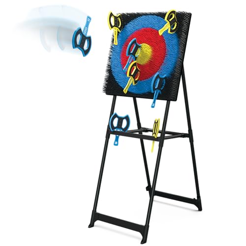 EastPoint Axe Throwing Game Set - 5 ft Tall Pack of 8 - Precision Bristle Catcher & Axe Target - Foam Throwing Axes & Outdoor Games for Adults - Alloy Steel Frame & Storage for Yard Activities