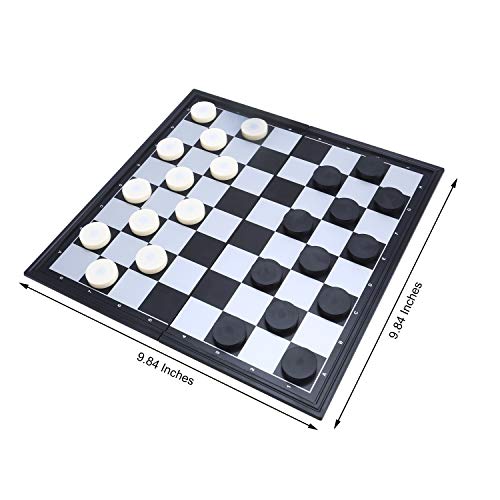 Magnetic Travel Checkers Board Game Set with Folding Board Family Educational Toys for Kids and Adults