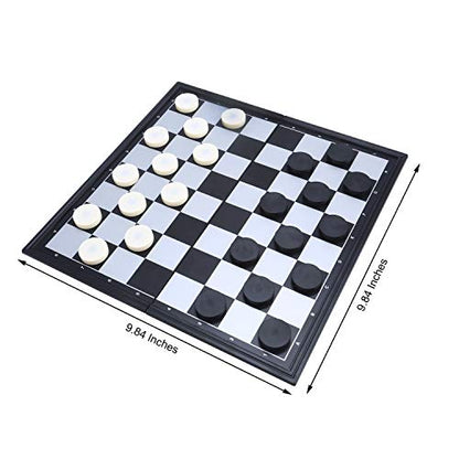 Magnetic Travel Checkers Board Game Set with Folding Board Family Educational Toys for Kids and Adults